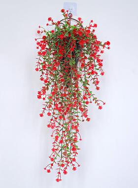 室内绿植仿真花尤加利茶花藤条假花吊篮壁挂客厅玄关房间墙面装饰