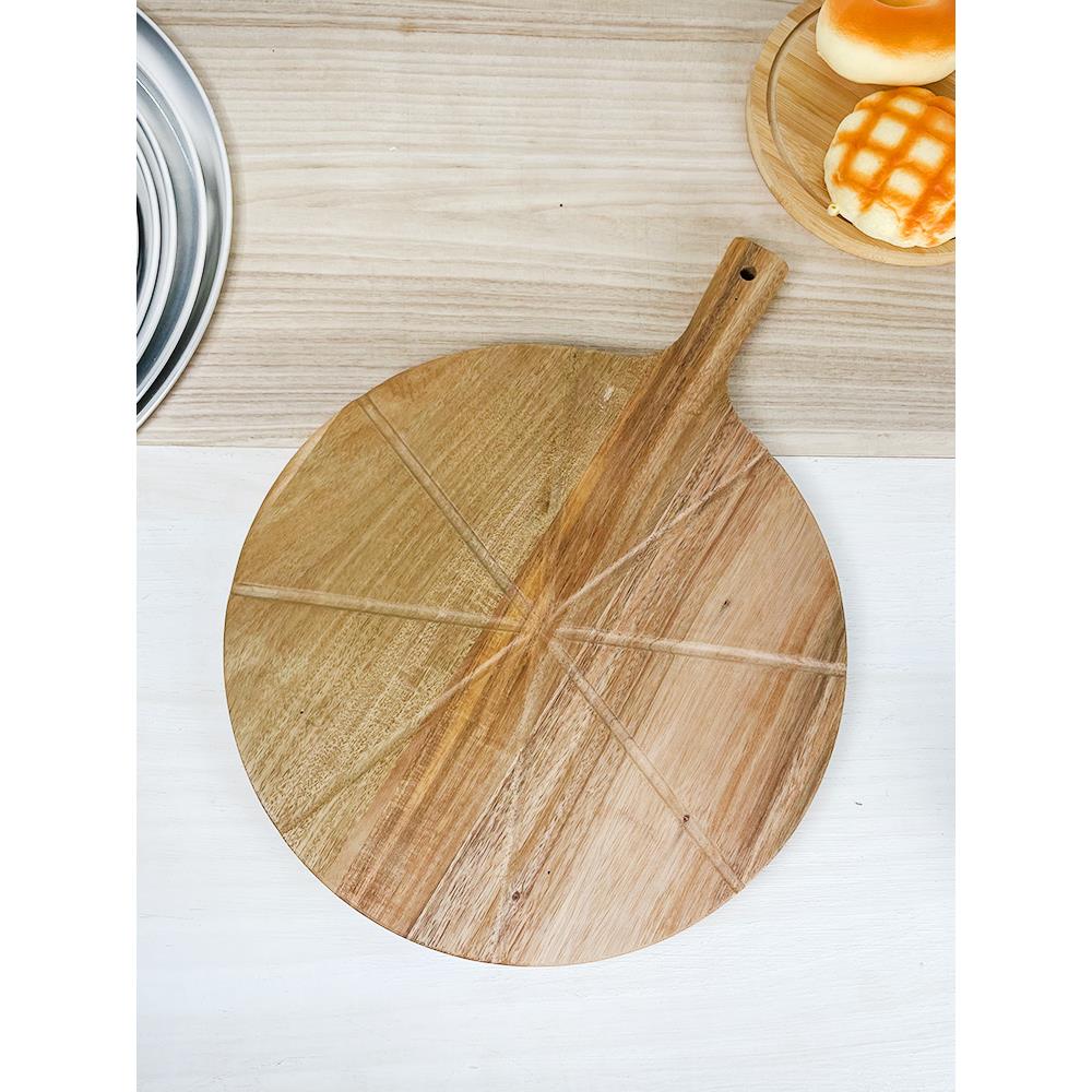 实木圆形披萨分割板不沾ABS塑料13寸白色比萨切板切披萨8等分板