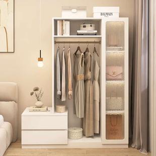 床头柜挂衣架一体落地卧室带抽屉多功能衣帽架柜子床边置物架靠墙
