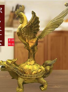 纯铜独占ao头摆件金鸡踏龙龟金榜题名家居工艺品办公室装饰品摆件