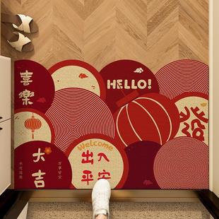 2025新年丝绸圈入口门地垫入口门地垫进出安全红色乔迁地毯耐污脚