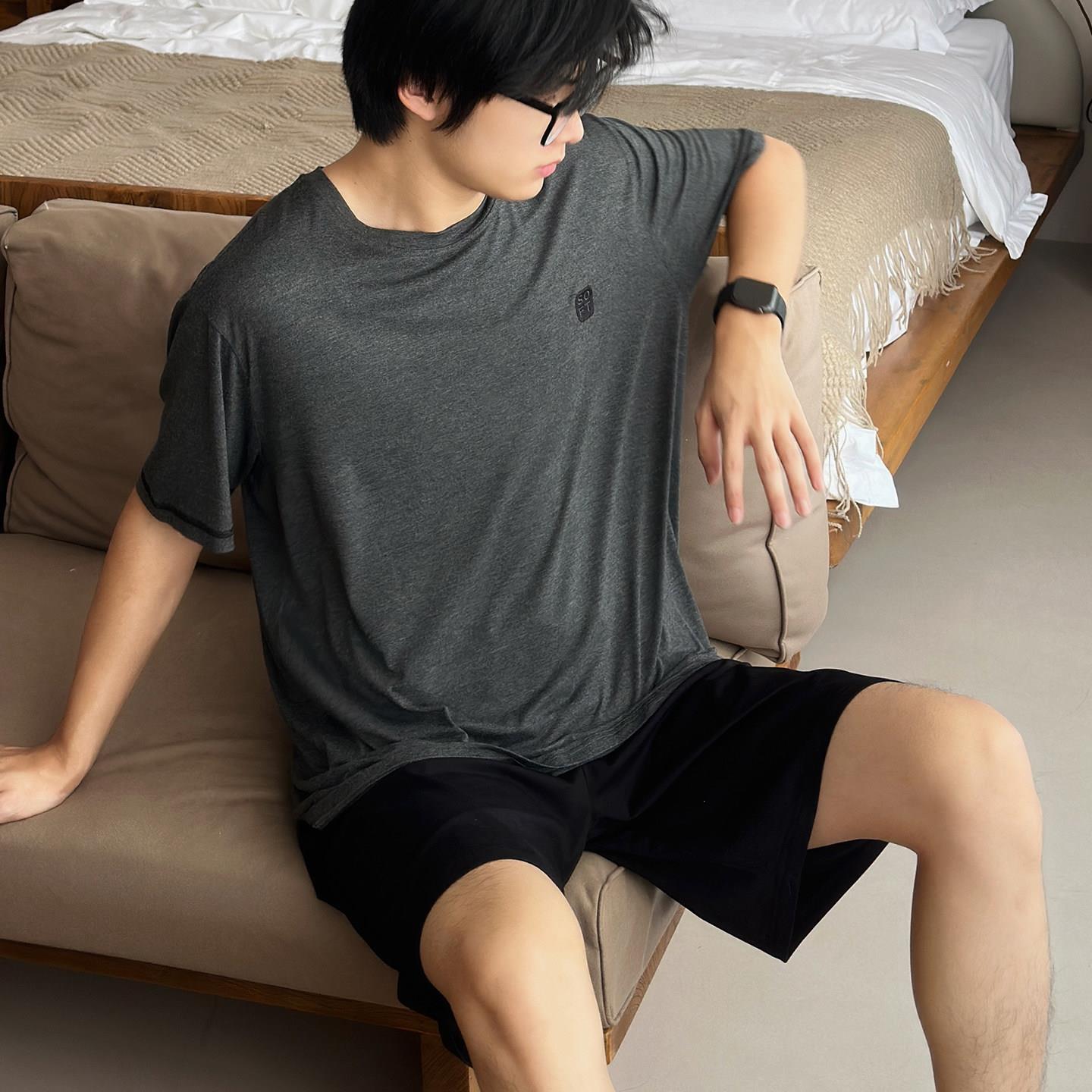 【凉感-5°】2026新款睡衣男夏季莫代尔薄款短袖可外穿冰丝家居服