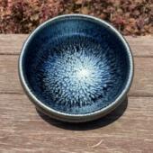 建盏百花点茶平底禅定大碗宋代铁胎大碗大茶杯12cm抹茶工具点茶器