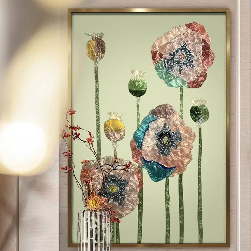 入户装饰画玄关过道挂画现代花卉简约客厅走廊背景墙珐琅彩装饰画