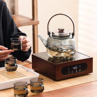 茶具套装 胡桃木电陶炉家用小型蒸煮茶壶玻璃烧水壶新款 围炉煮茶器