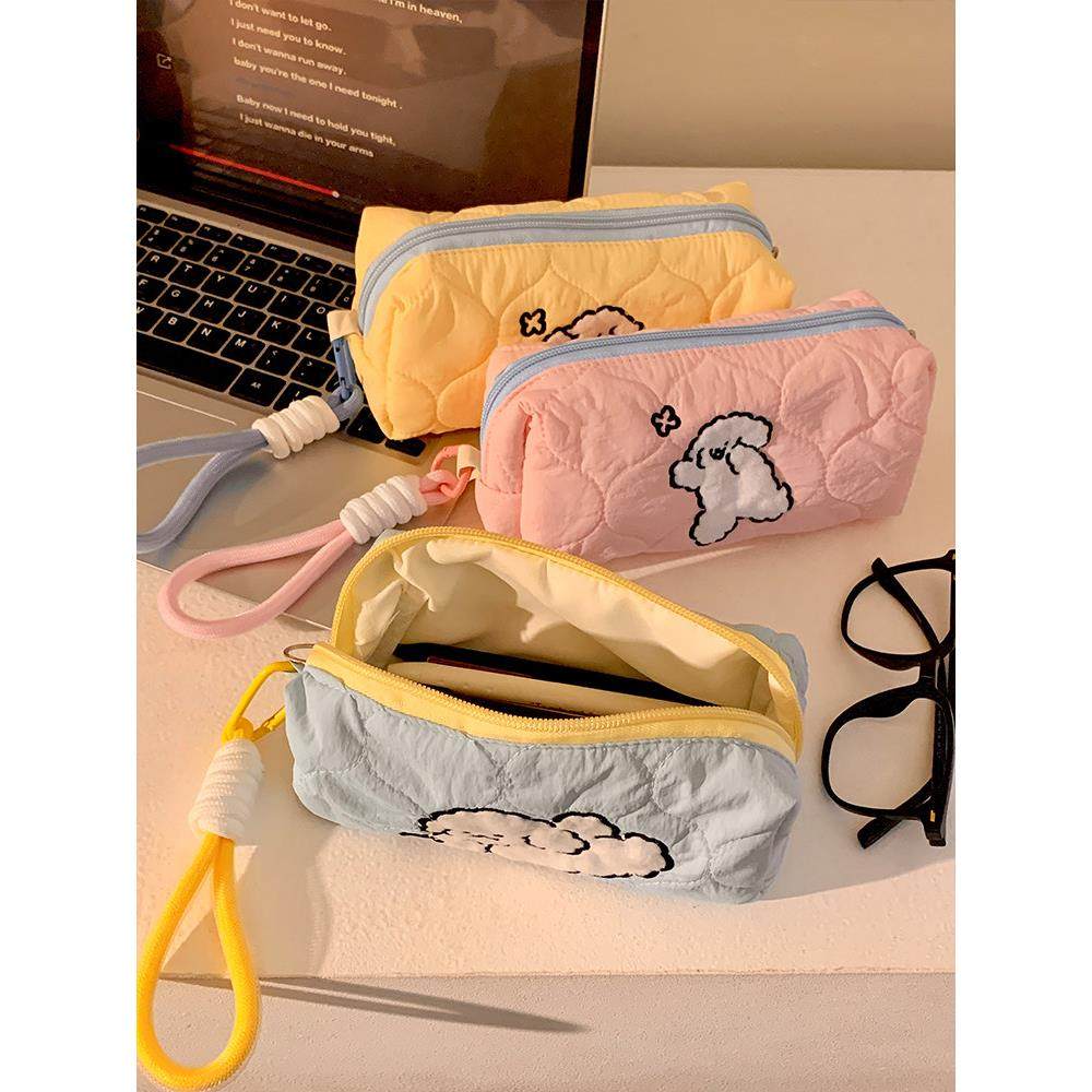 可爱线条小狗笔袋女生2025新款大容量文具铅笔盒便携化妆品收纳包,文具电教/文化用品/商务用品,笔袋,淘宝优惠券,粉丝福利购,淘宝优惠卷