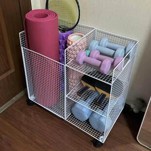 瑜珈垫收纳筐带轮大号家用健身器材运动器械收纳篮夹缝哑铃放置架