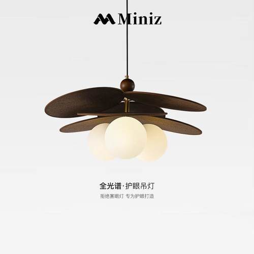 复古藤编吊灯卧室吊灯法式中古餐厅吊线灯日式侘寂魔豆房间主卧灯