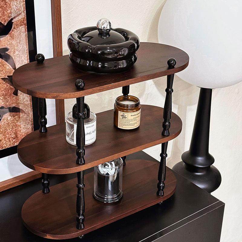 胡桃实木杯架中古高级感置物架桌面马克杯咖啡杯展示架香水收纳架