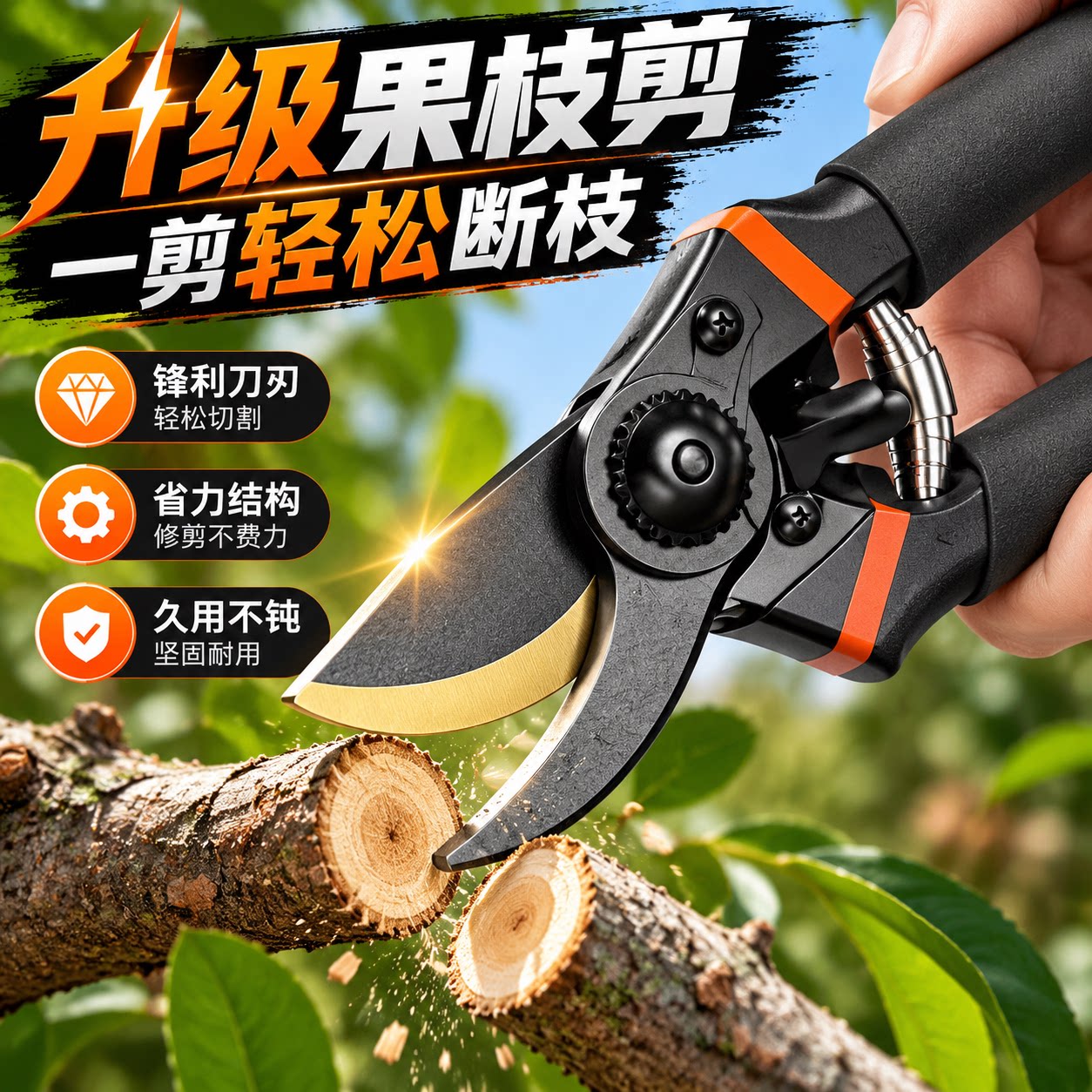 德国SK5碳钢锋利耐用大号修枝剪