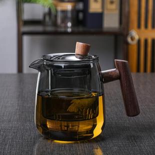 耐高温玻璃茶壶侧把壶家用煮茶壶木把壶茶水分离烟榭壶泡茶壶茶具