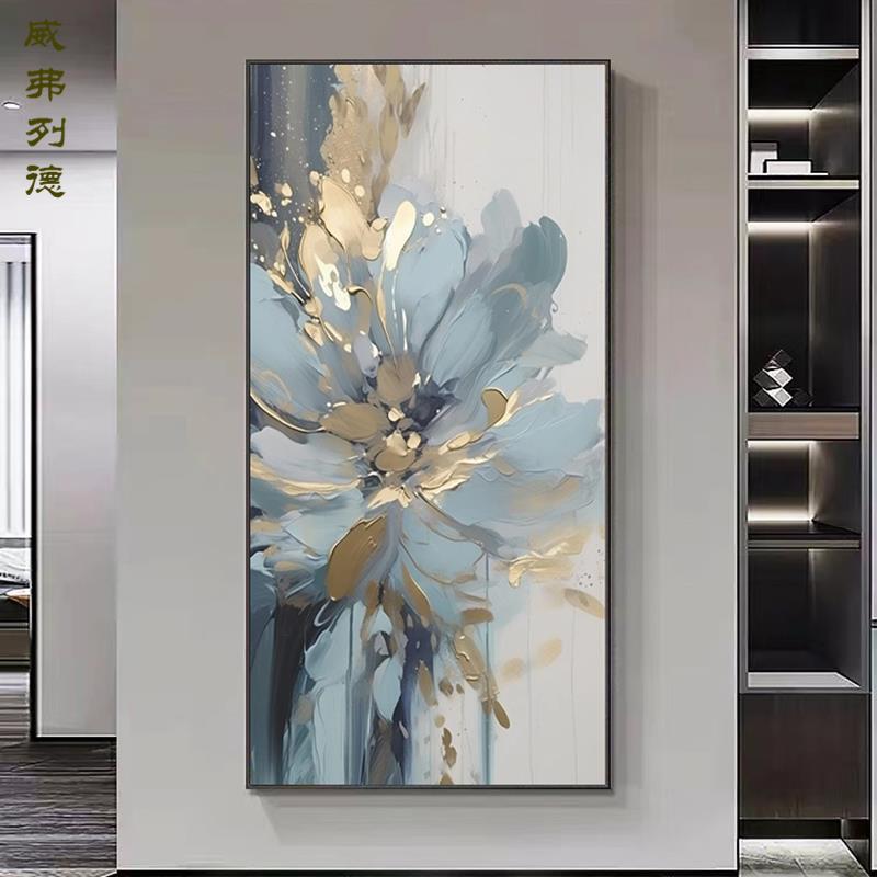 威弗列德画高级感花卉走廊立体挂画现代玄关手绘油画轻奢肌理装饰图片