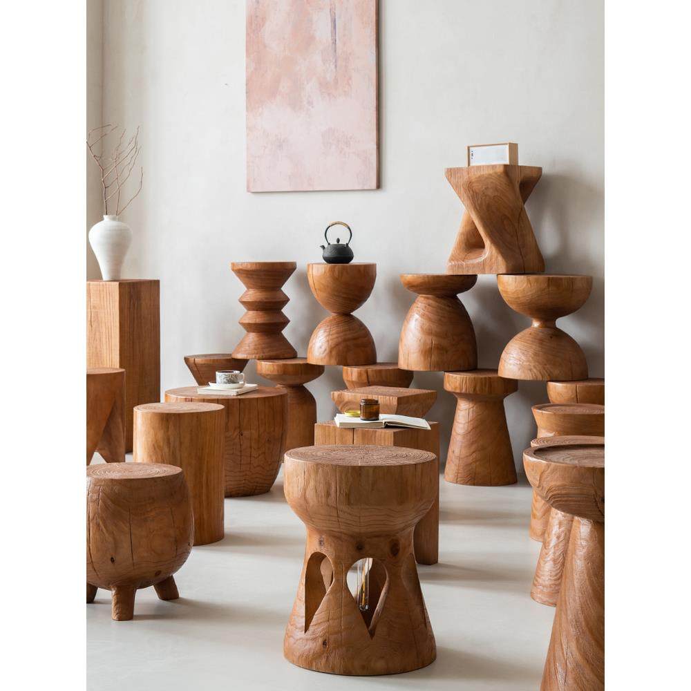 ?根茶雕几实原木子沙凳发边无品牌/角几民宿木店摆件墩子树桩矮凳