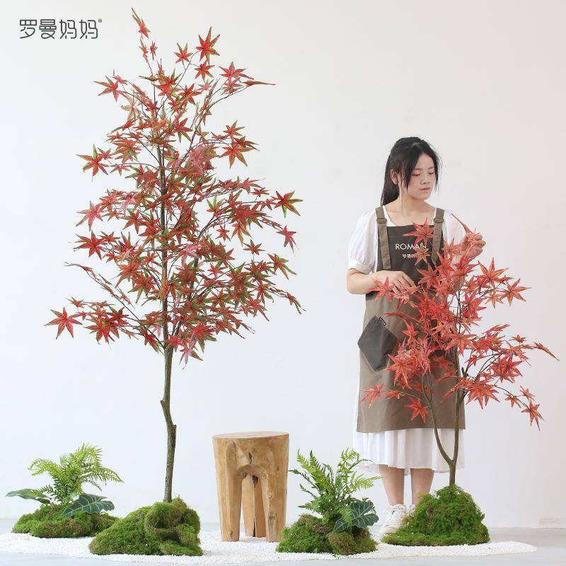 以法莲日式风仿真绿植盆栽大型造景枫树盆景室内落地橱窗方案
