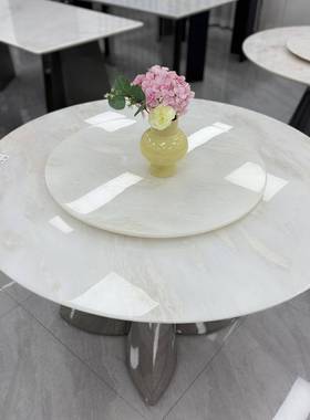 芬di白奢石天餐饭桌桌高端43763轻奢然大理餐桌椅组石合卡里冰玉