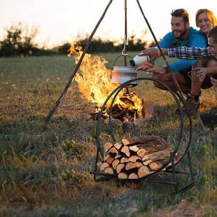 式重型柴火架室欧内外简便约式柴火收WTY纳架金属壁炉木材置携物