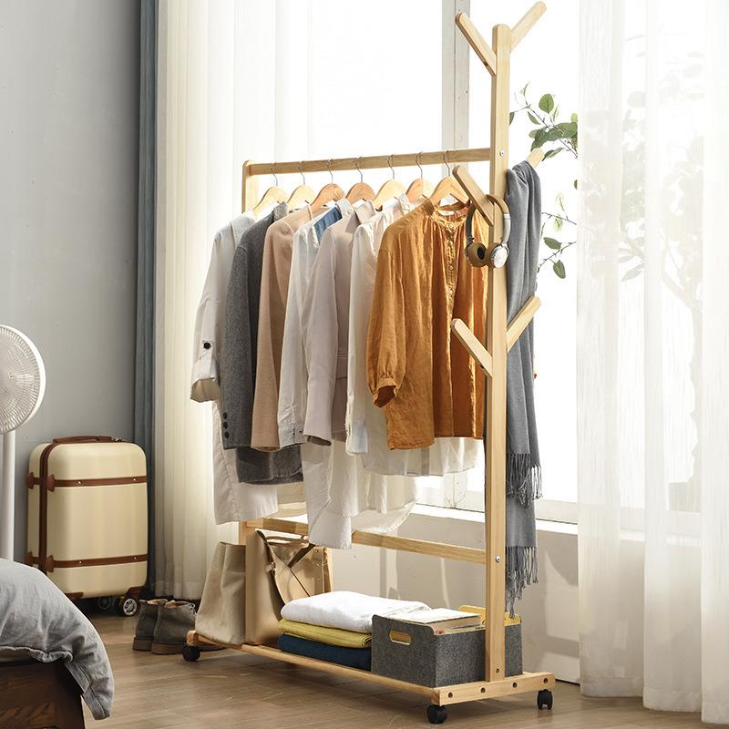 家逸实木落地衣家架子简易卧室挂衣架服创意EBQ帽衣架厂直销