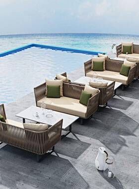 A8L外沙发藤编组合民宿水防F889S9SS晒台庭院防户室外藤椅休闲阳