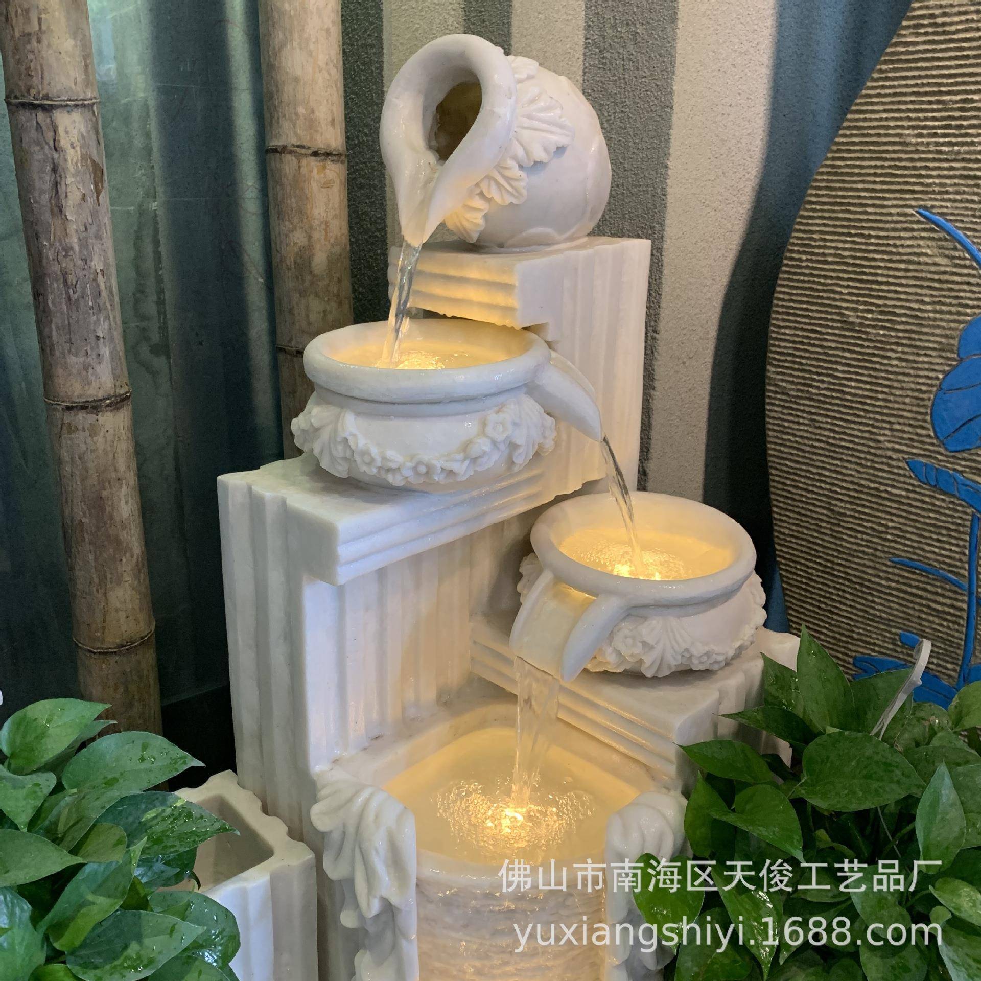 003366景欧式喷品泉流水工鱼池摆件户外喷泉别墅花园水装饰品艺庭