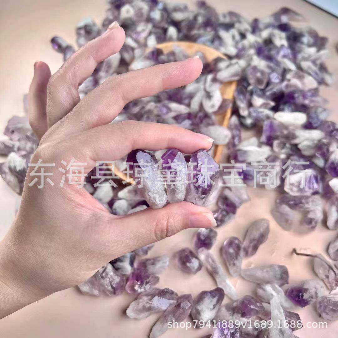 天然水牙晶狗碎石鱼居家紫装饰花盆VVA摆缸件