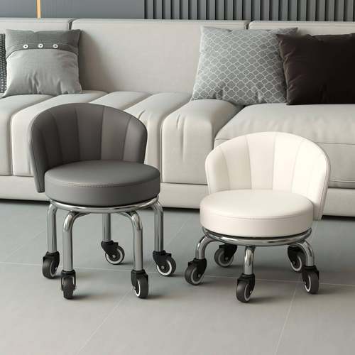 向轮家用靠万背小板凳HXL滑矮凳圆凳美缝凳子轮移动凳学子儿童步