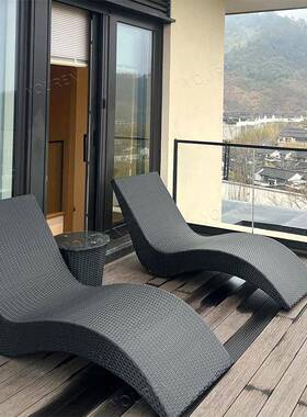 藤编躺床室外休息午休海滩44580锈钢别墅移动躺椅户椅外酒店泳池