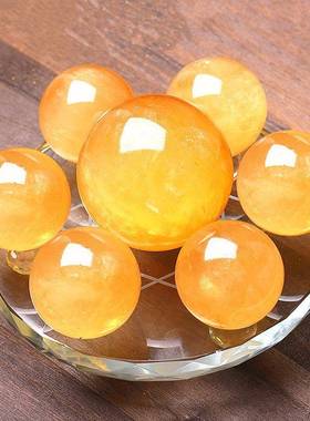 黄色色晶黄七水星LSJ阵球摆件