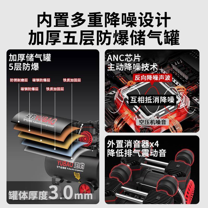 j8气泵静音空压机木工空气压缩机380V220V工业级打气泵喷漆g3