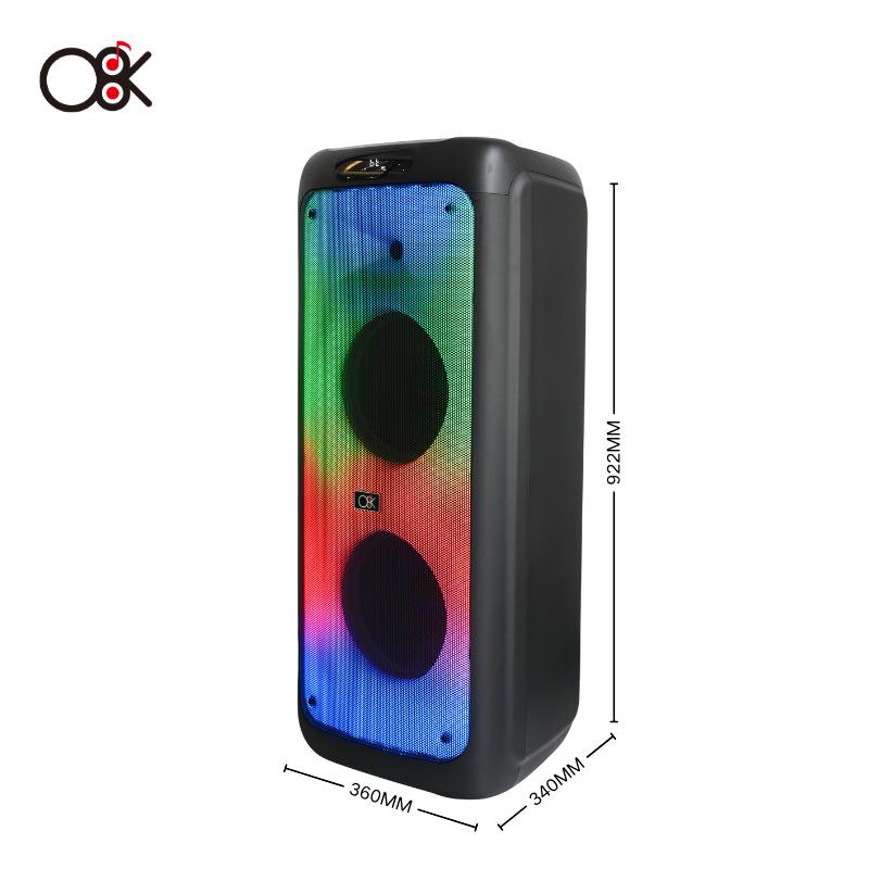 O18OK1050双0寸喇-叭大功率无品牌/音箱户外大音量K炫彩灯音响带