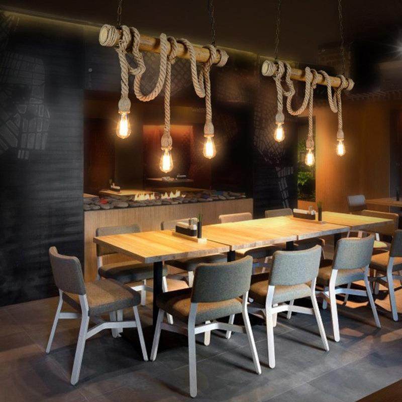 137麻绳竹竿创意个性店吊灯麻绳头吊灯三具六头餐厅铺灯复古吊灯,家装灯饰光源,智能吊灯,淘宝优惠券,粉丝福利购,淘宝优惠卷