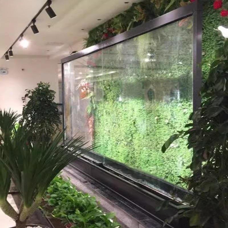 玻璃幕流墙入户隔断水幕喷泉灯光室内玄关庭院屏装饰水造景600133