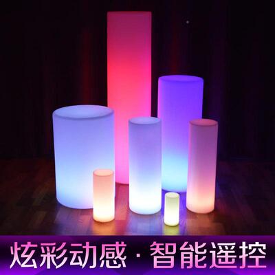 lde七彩控充电发光景观庭院柱灯圆柱形灯SWR小柱子发光户外落遥地