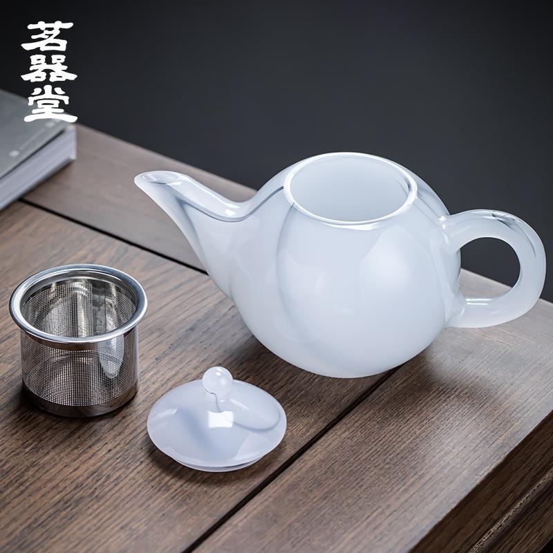 厂璃家直销水墨玉瓷壶泡茶单壶琉茶具冲茶壶公办PTT室带茶过滤泡