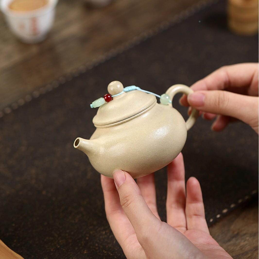 宜兴紫砂绿直壶匠ZHIFU-19人手工制容作原矿本山泥天小品泡茶壶播