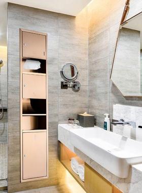 S304不锈钢三手合一擦桶手XLV盒烘机垃圾二纸合一嵌入式壁挂式