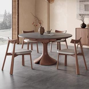 美式 中古风木伸YXJ缩折叠餐桌可变圆实桌202新款 5网小户红型法式