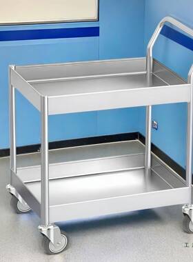 不ADQ锈钢手食堂盛菜餐车推加护栏手推车厚静音推车拉货搬运移车