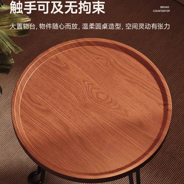 小胡圆桌移动茶边几沙发几桃角几可折叠边桌阳台茶桌置物木架985