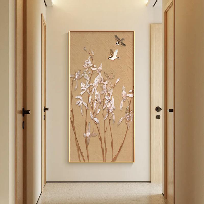 鱼图玄关装饰画入户正对门宋代美学挂画走廊过道壁画2025新款