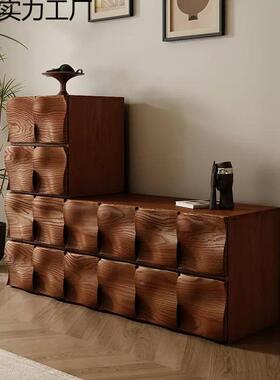 中风木斗柜复古厅组合电WJZ视柜餐边柜实客沙发边柜卧室床头储物