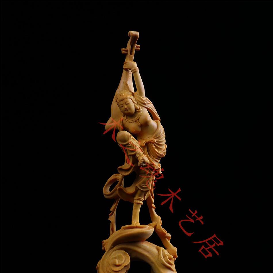 黄杨木新古中式敦煌艺飞天仕女木典雕摆件家装居饰UEQ工品人物美