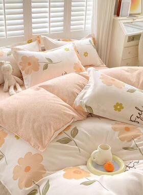 E4C1OO%纯加厚肤RiaYpnha亲棉件套床单双单人床上用四品卡通被套