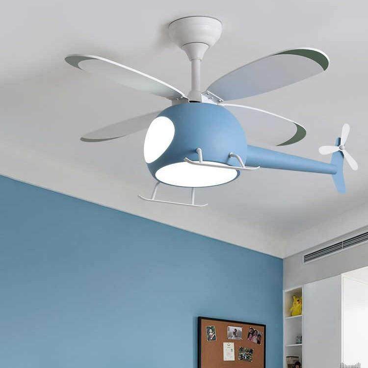 儿童房吊扇卧室男女孩间房创意孩无品牌/幼儿灯园装饰飞机灯吊灯