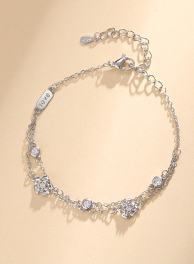 一米珠宝荆棘玫瑰手链白铜立体花朵小清新520礼物送男女朋友ing