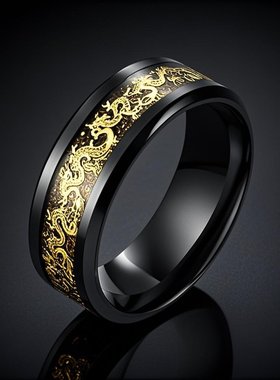 国风新拍中国龙钛钢戒指小众高级感不掉色饰品批发时尚不锈钢
