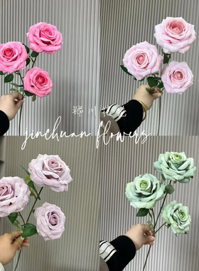 3头钻石玫瑰  婚庆玫瑰仿真花婚礼堂引路装饰插花家居酒店摆件