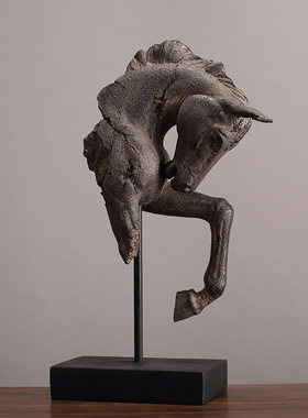 美式风格仿古将军马头摆饰家居软装饰品树脂摆件客厅玄关书房