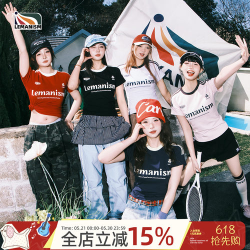 三条杠字母短款短袖T恤女2025