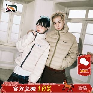 情侣保暖外套 新款 lemanism美式 潮流撞色连帽排骨羽绒服男2025冬季