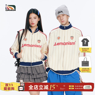 lemanism美式潮牌两条杠外套男2026秋季新款夹克女情侣款条纹上衣